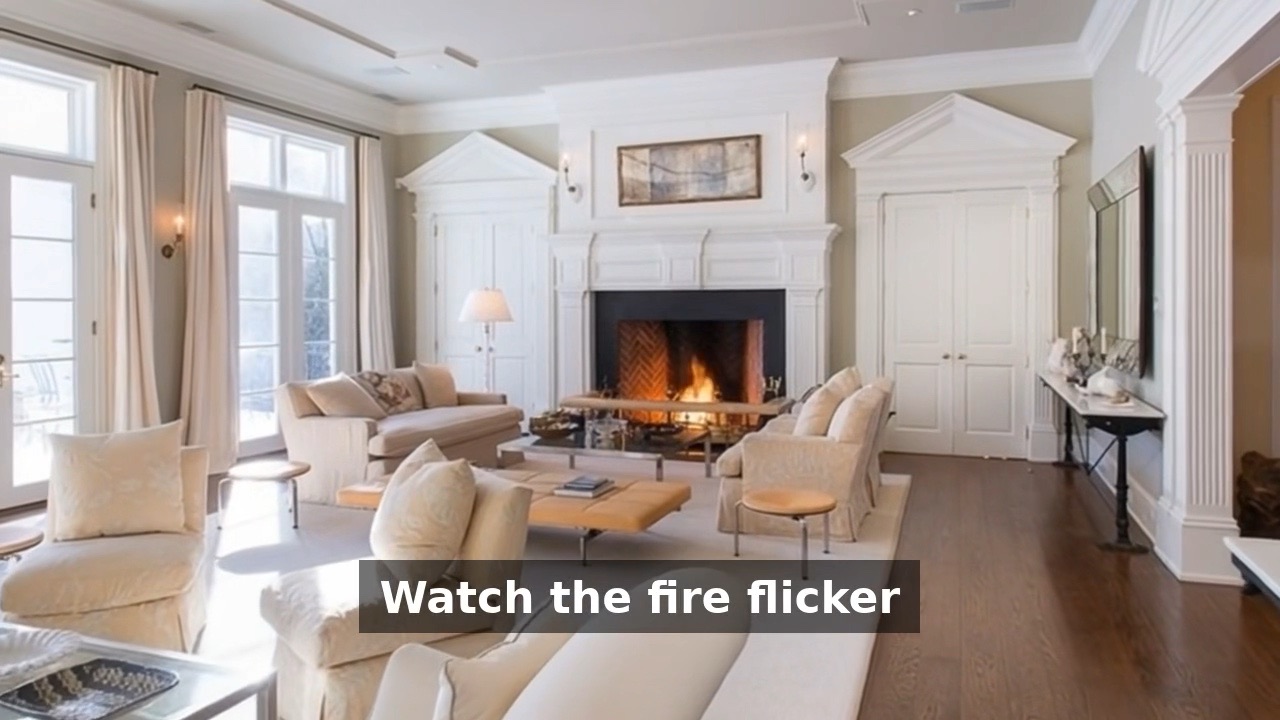 Home interior with animated callout text overlay